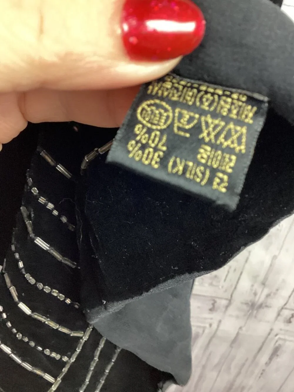 Sonia Rykiel Silk Velvet and Beaded Scarf Shawl Wrap Black